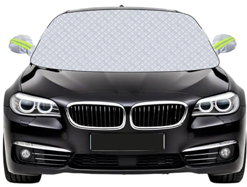 Mengine Car Windscreen Cover, Snow UV Ice Protection Car Windshield Cover with 9 Hidden Magnets & Side Wing Mirror Covers, Windshield Frost Guard Fit for Cars in All Weather (145 * 118cm)