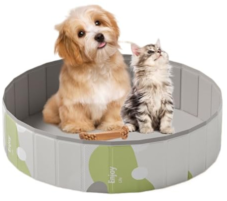 PVC hundpool vikbar – icke-uppblåsbar stocktank, djurpool | babyvårdbassäng, lekkul för hundar, utomhus, inomhus, campingplats, trädgård, park, husdjurbad, bakgård