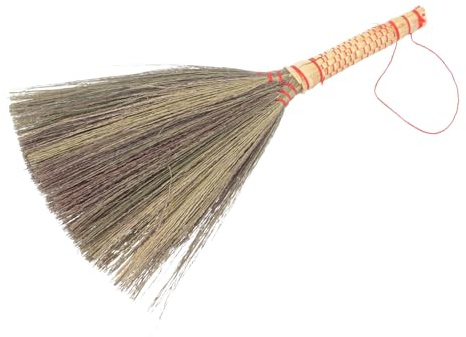 LOLIPPYY in Paglia con Manico in Bamboo Scopetta Piccola per Interni Spolverino Lavabile per Polvere Pulizia Angoli e Mobili Adatta e Auto