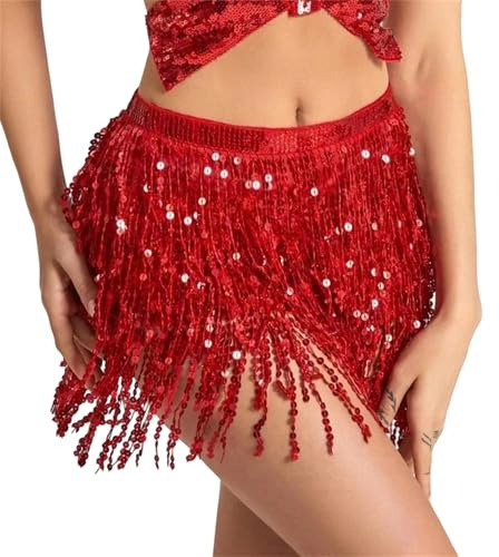 Cinturón de 3 capas de lentejuelas de color sólido para mujer, cadena de cintura para práctica de danza del vientre, bufanda de cadera