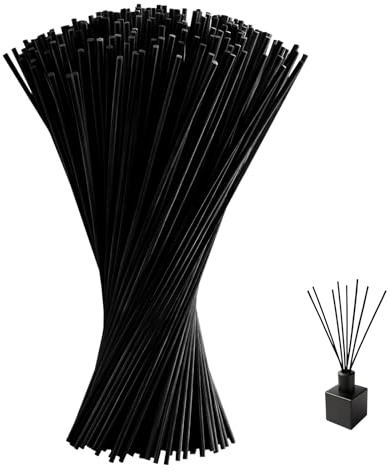 140Pcs Reed Diffuser Sticks 30 CM Black Fibre Oil Aroma Diffuser Natural Wood Rattan Essential Oil Extra Long 4 mm Thick Replacement Refill for Spa Bedroom Home Office