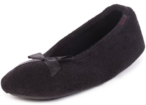 Totes Isotoner Women's Terry Black Slide 98968BLKXL Extra Large