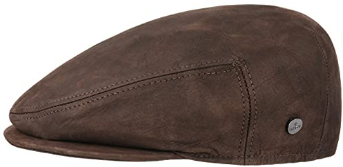Lierys Gorra Plana de Piel by Hombre - Made in Italy con Visera, Forro Verano/Invierno - 57 cm marrón