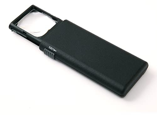 Carson LumiPop 5x LED Lighted Pocket Magnifier with Built-In Slide-Out Case – Compact Aspheric Lens for Reading, Hobbies, and Inspection(LP-66)