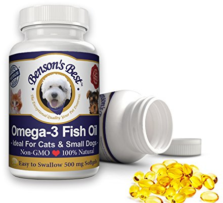 Benson's Best Omega 3 Fish Oil for Cats & Small Dogs - 200 Softgels 500mg - 43% More Omega 3 Fatty Acids Than Salmon Oil - 100% Pure, Non-GMO, Natural Pet Food Dog Fish Oil Supplements