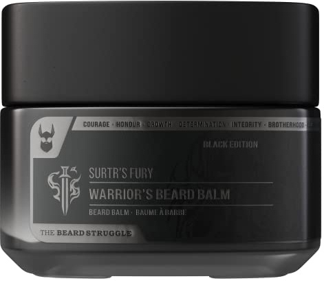 The Beard Struggle Warrior’s Beard Balm - Platinum Collection, Surtr's Fury - Non-Greasy Low-Hold Formula, Luxurious Cologne-Grade Fragrances 100% Natural and Plant-Based Ingredients - 50g
