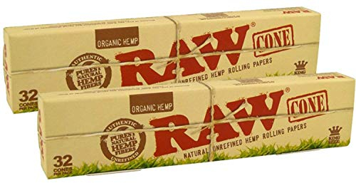 RAW 18431 Organic Pre-Rolled Cones King Size-2 x 32 Stück-109 mm-Basic64, Papier