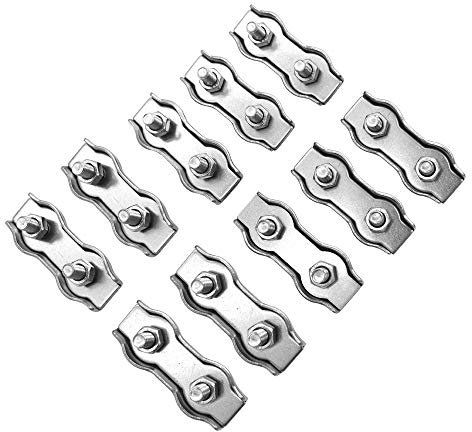 POFET 10Pcs M6 304 Clip per Fune Metallica a Doppio orifizio, Morsetto Duplex del Cavo del bullone