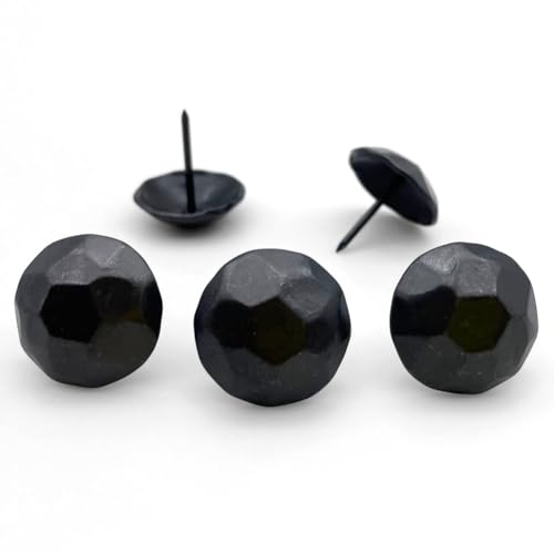 60 Tachuelas de Tapicería Negras de Gran Tamaño, 2,5 cm, Diseño Vintage, Clavos Decorativos, Puerta de Granero, Alfileres para Persianas de Granja, 25 mm de Diámetro x 25 mm de Largo (Tortuga)