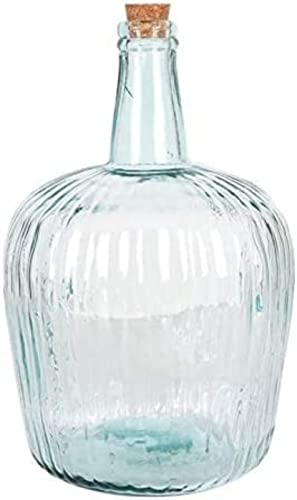 AC Garrafa Vidrio Verde Transparente en Estilo Apple, Disponible Varios Modelos y tamaños capacidades, para Elegir Sus Favoritos 23.5x36.8cm (8 L,Rayada C/TAPÓN)