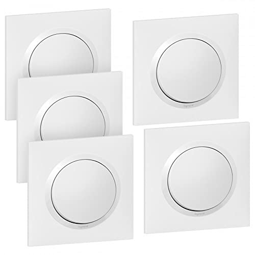 Legrand Lot de 5 interrupteurs va-et-Vient Complet, Dooxie, Blanc
