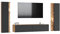 Planetmöbel TV Wohnwand Wohnzimmer 160 cm Gold Eiche/Anthrazit, mit 2X 40cm Seitenschränken Gold Eiche/Anthrazit