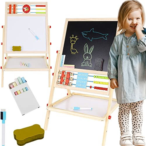 Sherwood Store Lavagna per Bambini multiattività in Legno 6 in 1 - Gioco educativo e Creativo Ideale per Bambini da 3 a 6 Anni, Ottima Idea Regalo. Dimensioni: 32 x 41 x 67 cm