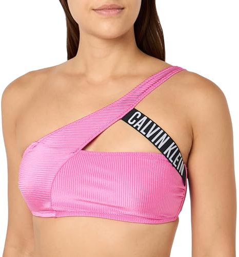 Calvin Klein Damen Bikini Oberteil One Shoulder Bralette ohne Bügel, Rosa (Bold Pink), L