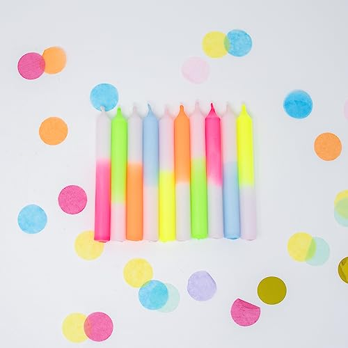 MADAM ERLE | 10er-Set Dipdye kleine Geburtstagskerzen | NEON | handgemachte Kerzen für Geburtstagszug| neon farbig | bunt | Kerzen Kinder-Geburtstag | tolle Geschenkidee für Mädchen