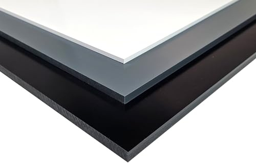 ck-platex24 Plaque rigide en PVC - 1 à 10 mm - Noir/blanc/gris Trovidur® - Plaque en plastique Vekaplan® (1, blanc, 1000 x 495 x 2 mm)