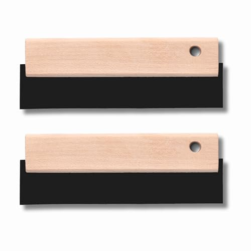 ToolSpace Lot de 2 spatules en caoutchouc 200 mm Spatule à carrelage Gomme à joint manche bois - Gomme à joint - Outils pour faïence Gomme à joint truelle caoutchouc Travail ergonomique