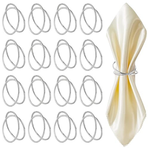 16 Pezzi Anelli Portatovaglioli D'argento, Anello Portatovagliolo a Spirale, Anelli per Tovaglioli da Tavola in Metallo, Anello per Tovagliolo Eleganti per Cena Famiglia, Matrimoni, Festival