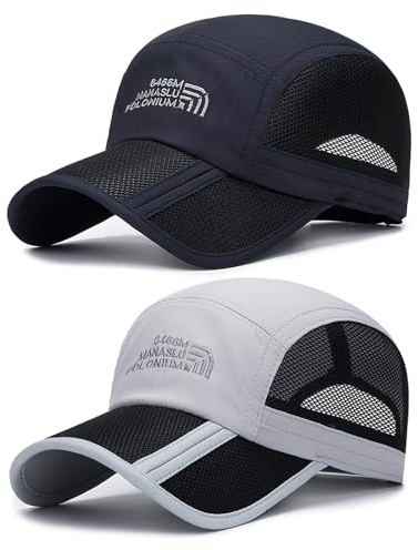 TAGVO 2 Confezioni Cappello da Baseball Uomo e Donna, Cappello da Running Sport Asciugatura Rapida, Cappellino Estivo Leggero e Traspirante Pieghevole, Cappello di Protezione Solare per Esterni