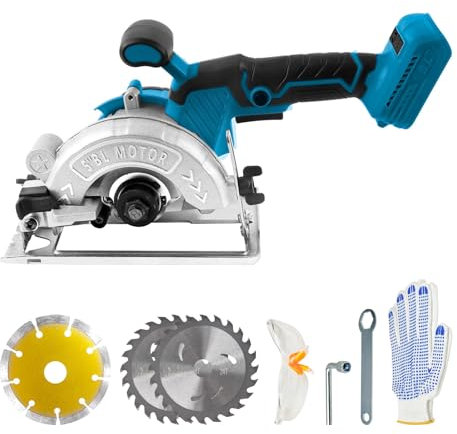 Scie circulaire sans fil pour Makita 18 V 20 V, 1000 W 6200 tr/min, scie circulaire électrique sans balais avec 3 lames de scie de 125 mm, biseau 0-45°, profondeur de 32 mm pour bois, métal souple