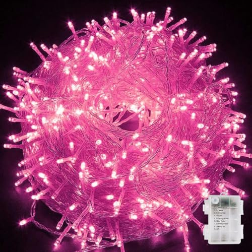 YUANYUYING Christmas Fairy Lights,6M 40LED christmas lights Outdoor Rope Fairy String Lights Battery (pink)