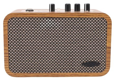 VGEBY Mini Amplificador de Guitarra Amplificador BT de Madera con Reverberación Tonos Limpios Overdrive para Actuaciones Callejeras 10W