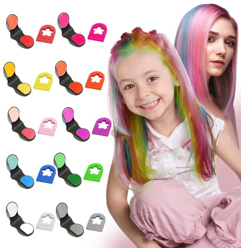 HaiolorPro Hair Chalks for Girls Kids, 10PCS Washable Temporary Hair Dye Colour, Coloured Hair Spray Wash Out, Teenage Girls Christma s Gifts for 5-15 Year Old（New Upgrade）