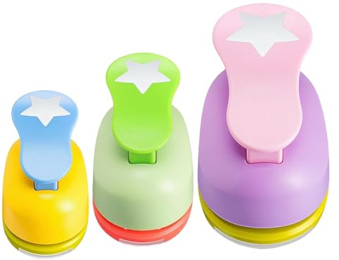 Star Stanzer, 3 stycken motivstansare, hålstorlek, 5 cm, 2,5 cm, 1,5 cm, pysselstansning, papper för scrapbooking, julkort, gratulationskort, konstverk kuvert