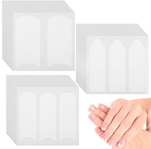 Elegaperma Lot de 48 feuilles autocollantes pour French Nails - Pochoir de manucure française - Pour un design exquis des ongles français - Blanc