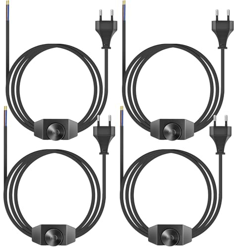 4 cables de extensión con interruptor, cable de alimentación regulable con regulador de intensidad, cable de lámpara con regulador de intensidad, cable de alimentación europeo para lámparas, luces