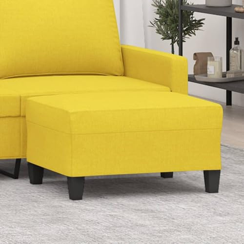 toolkix Fotpall ljusgul 70 x 55 x 41 cm tyg stoppad pall sittkub, fotstöd med träfötter, mångsidig sittplats och förvaringsutrymme för vardagsrum, sovrum, barnrum och hall
