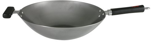 Dexam 12108314 Professional Carbon Steel Wok with Staycool Helper Handle 34cm/14-inch