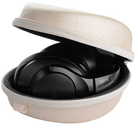 Linkidea hörlurar bärväska kompatibel med Anker Soundcore Life Q30, Life Q35, Life Q10, MOMENTUM 3, MOMENTUM 2 fodral, ersättning skyddande hårt skal resväska (matt guld)