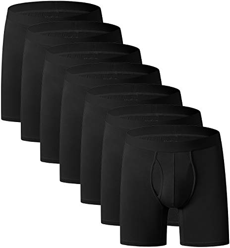 YOULEHE Boxershorts Herren Multipack Männer Unterwäsche Bambusfaser Unterhosen Men Retroshorts Boxer (7er Pack-Schwarz-Lange Beine, L)