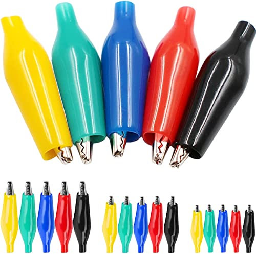 Xiatiaosann Morsetti a coccodrillo 75 pezzi Morsetti per cavi elettrici Morsetti a coccodrillo in metallo Connettore batteria per connessione circuito test elettrico multimetro