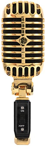 ESmoda Micrófono clásico clásico con cable Micrófono vocal dinámico para karaoke de rendimiento (dorado)
