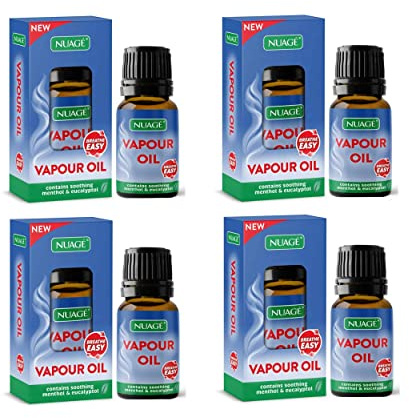 Set of 4 Decongestant Vapour Oil Drops Soothing Menthol & Eucalyptol Massage Bath Oil 10ml