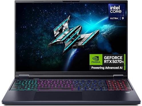acer Predator Helios Neo 16 AI PHN16-73 Gaming Laptop - Intel Core Ultra 9 275HX, 16GB, 1TB Gen4 SSD, NVIDIA GeForce RTX 5070Ti, 16 WQXGA 240Hz, Windows 11, Black