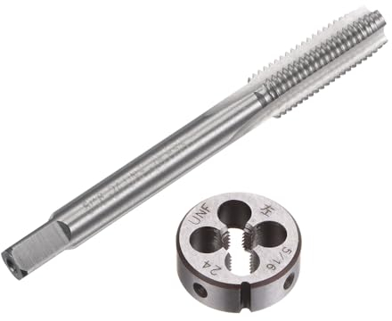 QUARKZMAN Set di 2 Pezzi Rubinetti e Matrici, Maschio a Filettare a Mano Sinistra 5/16-24 UNF e Fresa Rotonda, Kit di Maschio e Fresa per Riparazione Filettature Dadi Viti Bulloni