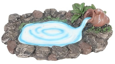 Trywise Bassin miniature dessiné à la main, étang miniature de jardin féérique étang miniature réaliste et durable en résine Convient pour la décoration de pelouses de jardin