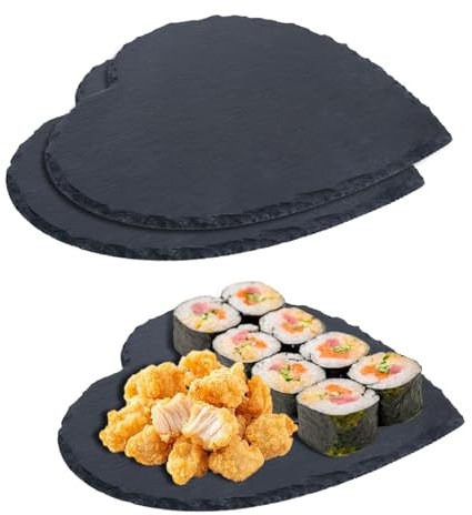 2 Stück Schieferplatten, Schieferplatte Servierplatte, Schiefertafel zum Beschriften, Steinplatte Schieferplatte 20x20 cm, für Sushi, Servierplatte für Käse, Tafelplatte für Lebensmitte, Tisch-Deko