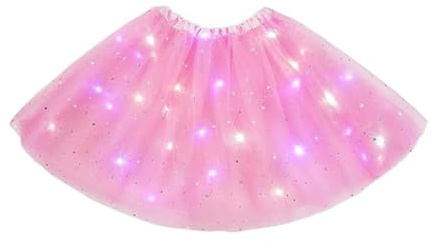 WKPBJX Light Up Tutu Skirts for Women, Tutu Skirts for Women, Light Up Tutu Sequins Stars Skirt, for Halloween Carniva Fancy Dress Christmas Party Costume (Pink)