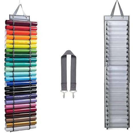 Rcbzzp Almacenamiento De Rollos De Vinilo, Soporte Organizador de Rollo de Vinilo, Soporte para Rollo De Vinilo, hay 24 Ranuras, para Almacenar Vinilo, Papel de Regalo, Dibujos de Diseño (Gris)