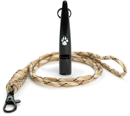 TDL Gun Dog Whistles for Recall Training with Khaki Lanyard - Dog Training Whistle with Loud Far-Reaching Sound for Long-Distance Commands & Recall Training for Most Breeds - Black