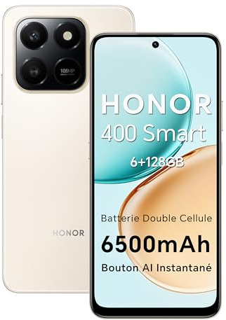 HONOR 400 Smart 4G Smartphone Dual SIM NFC Android 15, 6+128GB, 108MP+2MP con Pulsante AI Telefono, 6500mAh Dual Cell Batteria, 6.77 Pollici 120 Hz Comfort Display, 5 stelle SGS&IP65, Desert Gold
