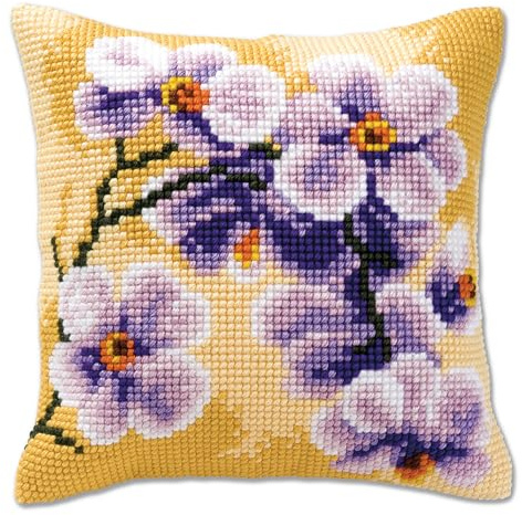 VERVACO Kit Cuscino Punto Croce Orchidea Set Ricamo Principianti Cuscini Gobelin Decorativi ca. 40 x 40 cm Accessori per Lavoretti Creativi DIY Casa Decor Hobby Adulti Cross Stitch
