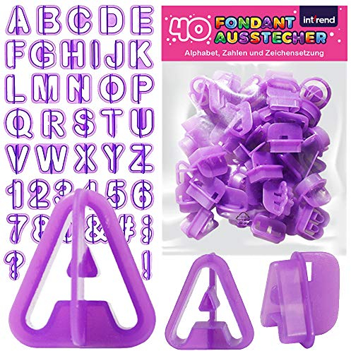 int!rend Coffret Emporte Piece Lettre Alphabet - Lot de 40 - Moule pour Pate a Sucre, Cake, Décoration Gâteau et Patisserie