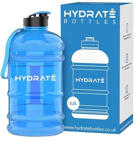 HYDRATE XL 2.2L Water Bottle with Handle for Men - Large Drinking Bottle for Outdoor, Travel, Gym - Leakproof Water Jug for Daily Hydration - Reusable BPA-Free Black Large Drinking Bottles for Adults