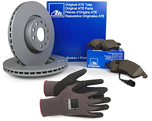 Inspektionspaket ATE Bremsen Set inkl. Bremsscheiben Ø 288 mm und Bremsbeläge für vorne enthalten, 100% passend für Ihr Fahrzeug, inkl. Priner Montagehandschuhe, AN192