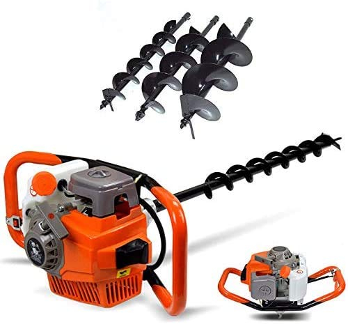 SENDERPICK Tarière Thermique à Essence 71 CC Forets Ensemble de Forage avec 3 Tarières de Forage (4 6 8) + rallonge 30 cm